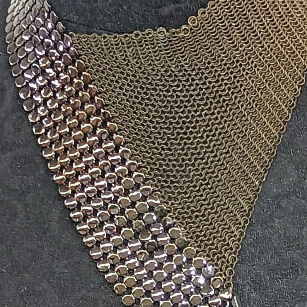 Ferrara Whiting and Davis Asymmetrical Flat mesh and Ring Mesh Necklace - Picture 2 of 3
